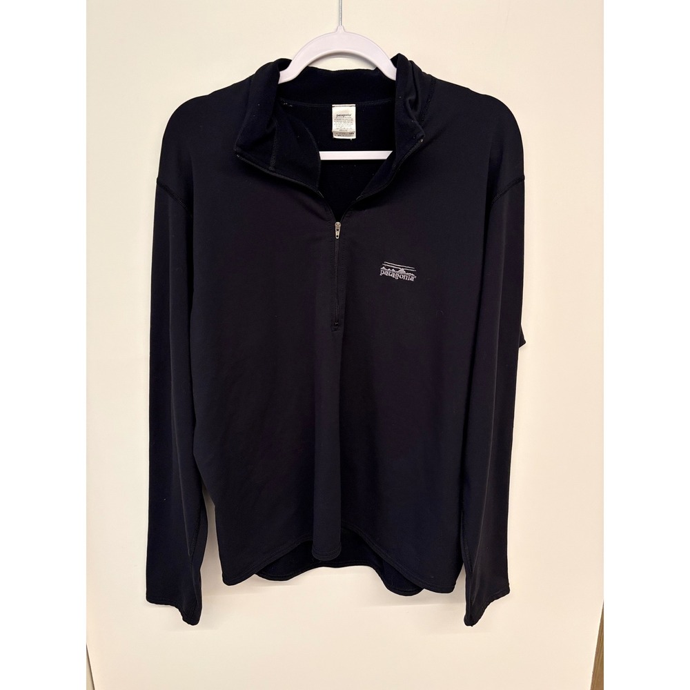 Vintage 90s Patagonia Cycling Jersey Men's Quarter-Zip Pullover Black Fall Layer